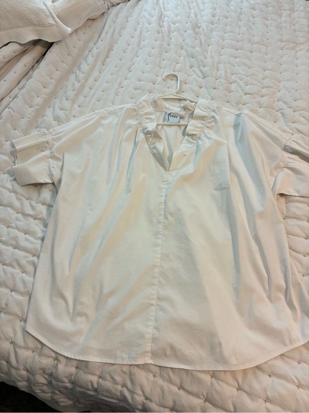 Finley Crosby White Ruffled Neck Blouse